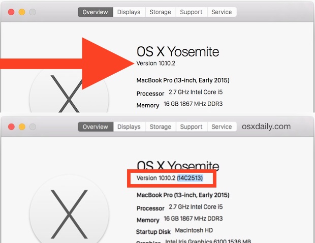Показать номер сборки Mac OS X в обзоре «Об этом Mac»