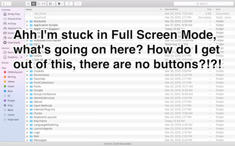 Stuck in full screen mode on Mac OS X ahhh