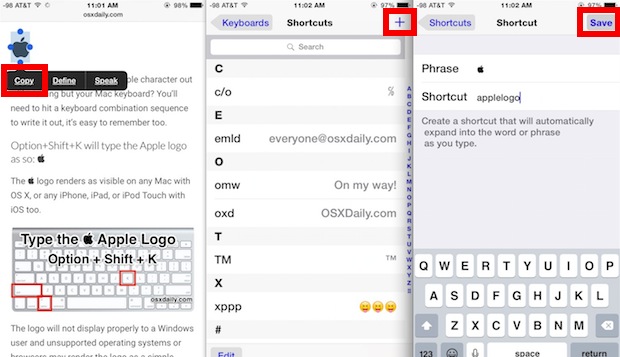 Type the Apple logo in iOS with a keyboard shortcut trick