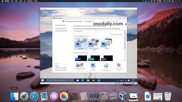 Windows 10 in Mac OS X virtual machine