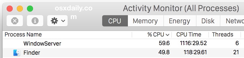 Finder CPU and WindowServer CPU freakout together in Mac OS X