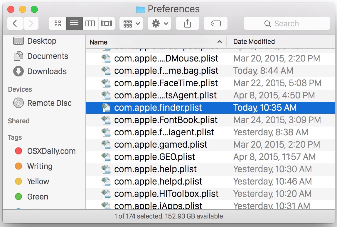 Finder preference plist file location