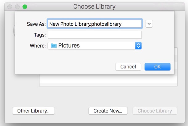 Name the new photo library and save it somewhere on the Mac