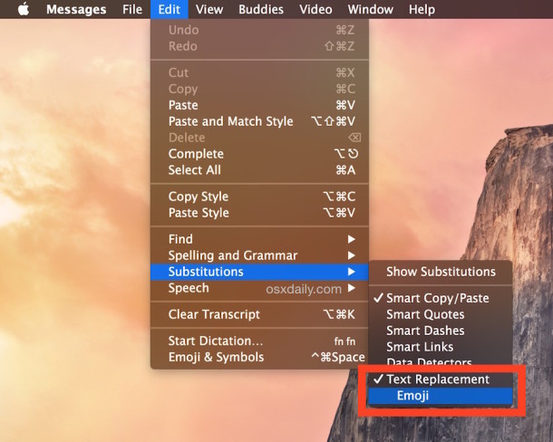 Toggle automatic Emoji replacement in Messages for Mac on or off