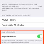 Require a password for free downloads in iOS