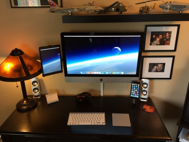 wall mounted iMac workstation