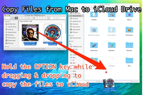 How to copy files to iCloud Drive from the Mac with a drag and drop trick