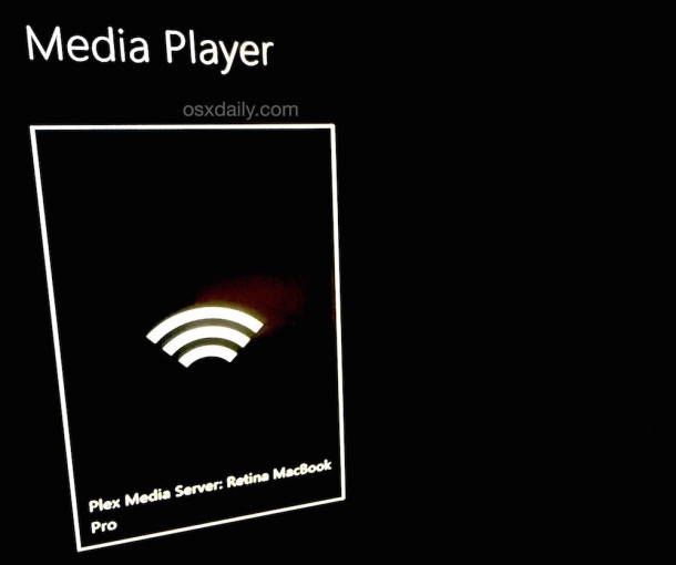 Media Player on Xbox One found the Plex Server on a Mac