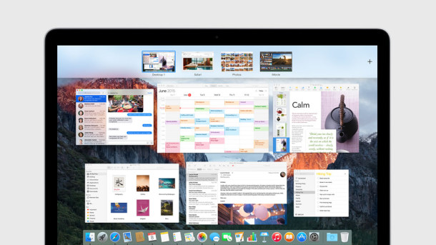 Mission Control Spaces in Mac OS X