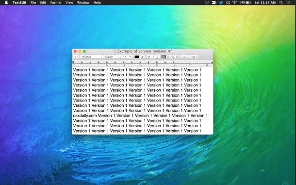 A file reverted to previously saved version of the same document in Mac OS X