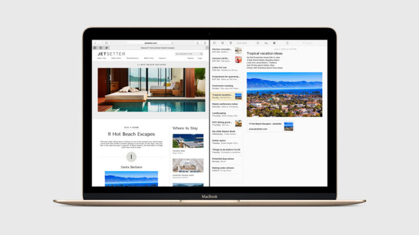iOS 9 iPad multitasking split screen view