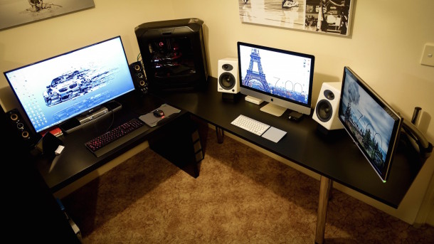 iMac dual screen with a PC desk setup