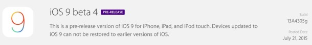 iOS 9 бета 4