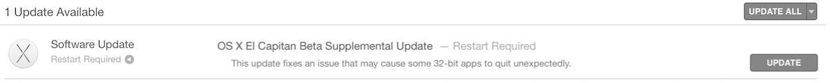 OS X El Capitan Public Beta supplemental update