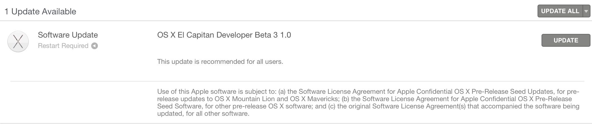 OS X El Capitan developer beta 3 1.0 download