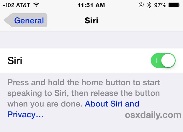 Disable Siri in iOS, or Re-Enable Siri in iOS