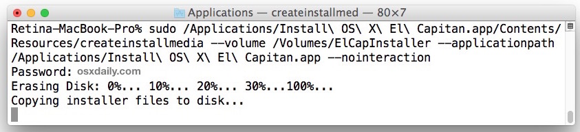 Создание загрузочного установочного диска OS X El Capitan 
