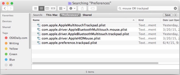 Mouse and trackpad preferences in Mac OS X