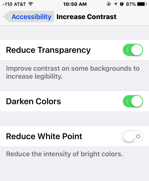 Turn on transparency to speed up iOS 9