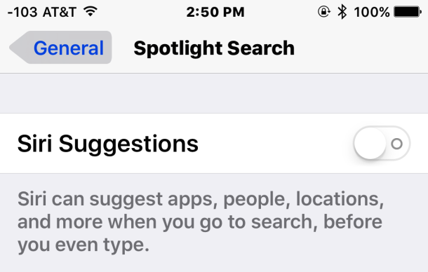 Disable Siri suggestions in Spotlight search for iOS