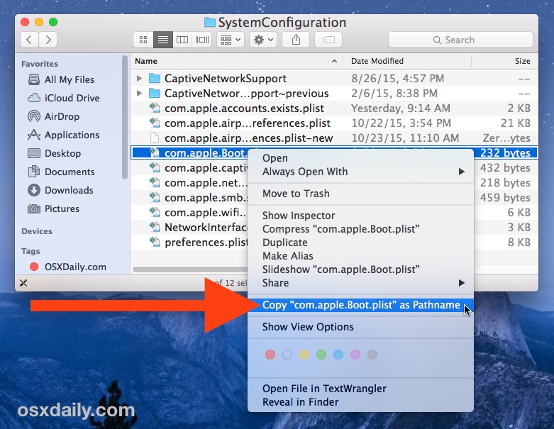 Copy a file path to clipboard in Mac OS X as the complete path name