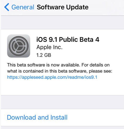 iOS 9.1 beta 4