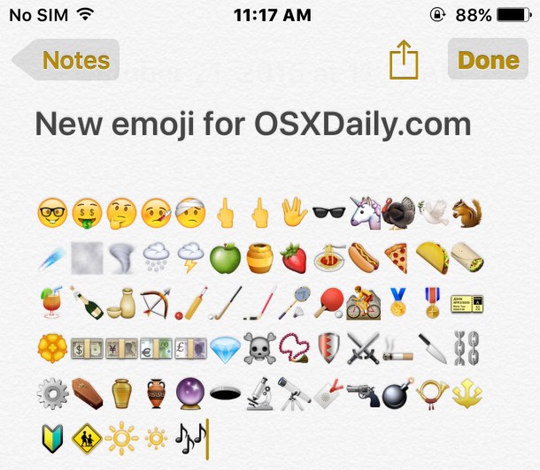 New Emoji in iOS 9.1 and 10.11.1