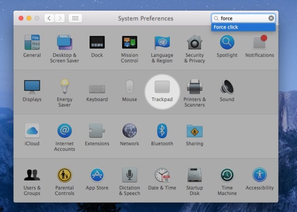 Search System Preferences in mac OS X for a specific setting