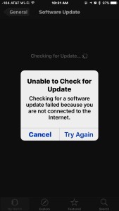 Unable to Check for Update error Apple Watch