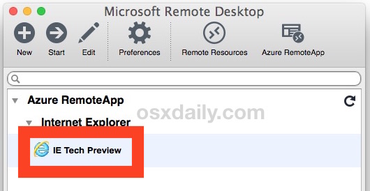 Launch IE Tech Preview to run Internet Explorer 11 in Mac OS X