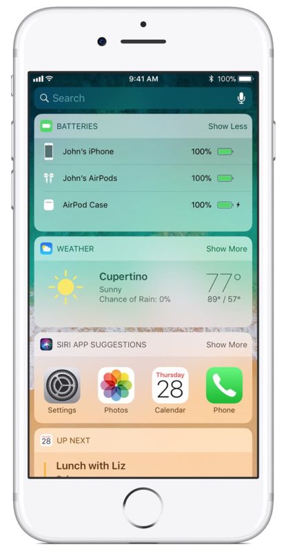 Find AirPods battery level and battery life in Batteries widget of iOS