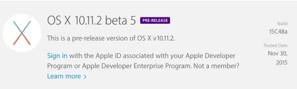 OS X 10.11.2 Beta 5