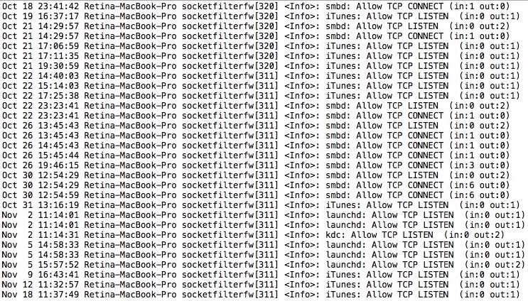 Reading the firewall logs in Mac OS X