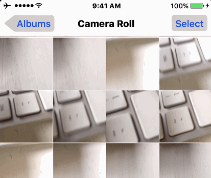 Select multiple photos quickly in iOS with a tap and drag gesture