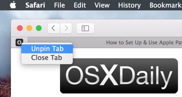 Remove a pinned tab in Safari