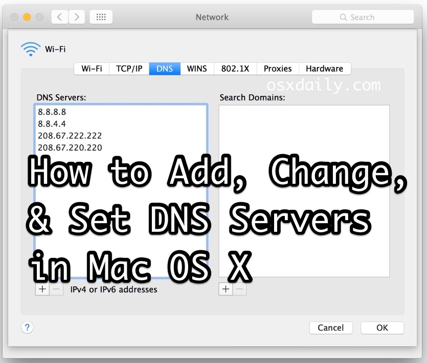 How to Change DNS Server Settings in Mac OS X