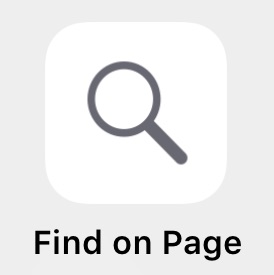 The Find On Page button option in Safari for iOS