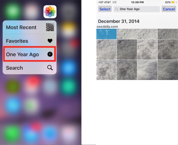 See pictures from one year ago with iPhone 3D Touch trick