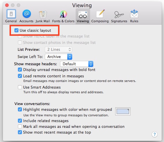 Use the classic layout in Mail app for Mac OS X to disable the swipe gesture