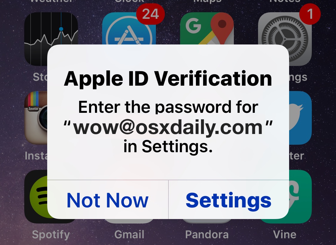 Fix Constant Apple Id Verification Password Pop Ups On Iphone Ipad Osxdaily