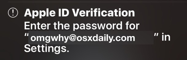 Apple ID password verification alert request