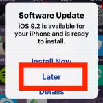 Install the iOS update later to be reminded later to install the iOS update and temporarily stop the notification nagging