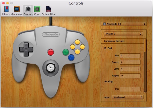 OpenEmu N64 emulator game controller customization