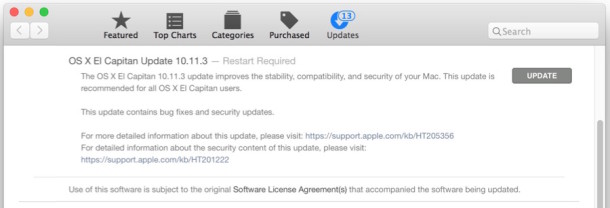 OS X 10.11.3 Update