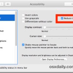 Reduce Transparency in OS X to turn off translucent interface effects on Mac