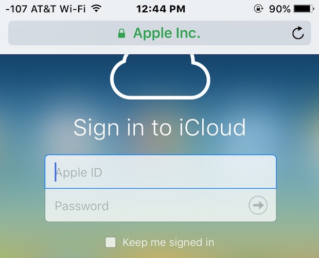 Sign In to Apple iCloud