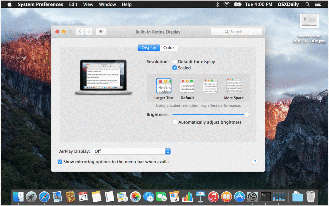 Changing the system font size in Mac OS X with different display resolutions