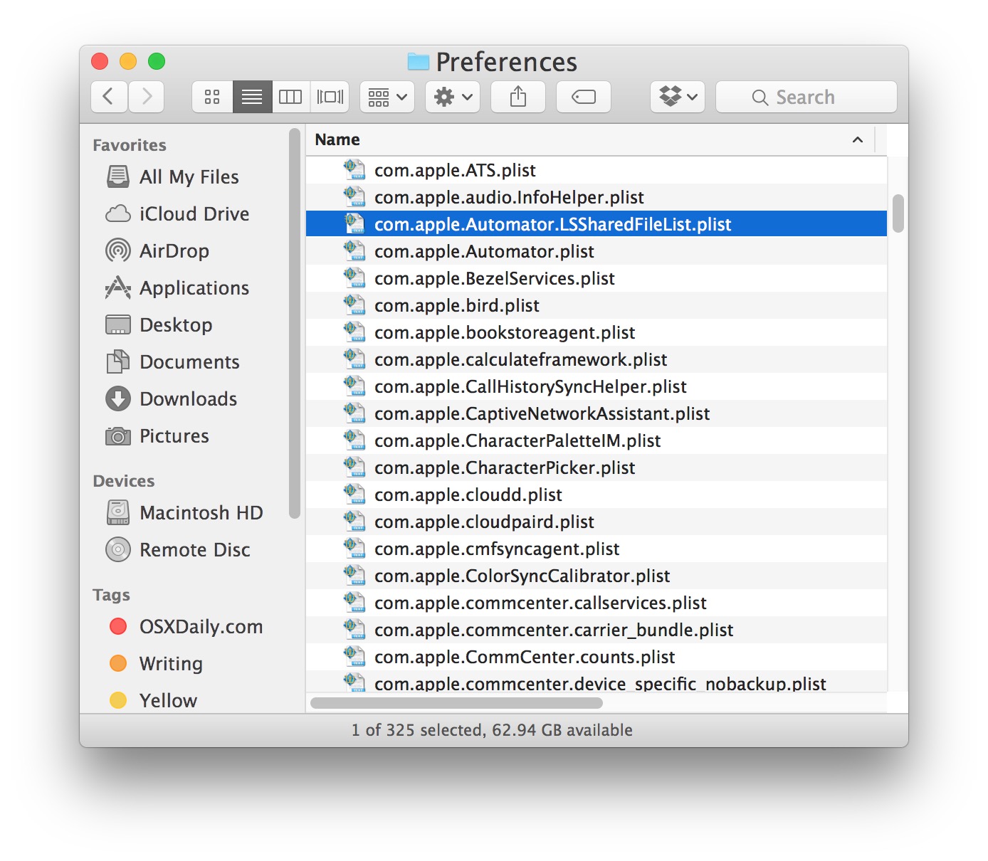 Small font size is default in Mac OS X Finder