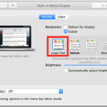 Increase Mac system text size with Larger Text scaled option