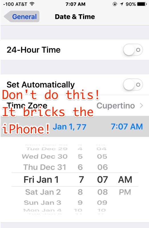 Brick an iPhone with a date trick, this destroys the iPhone
